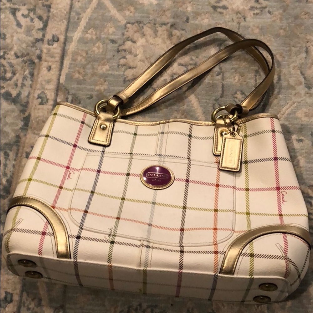 Cream Coach bag